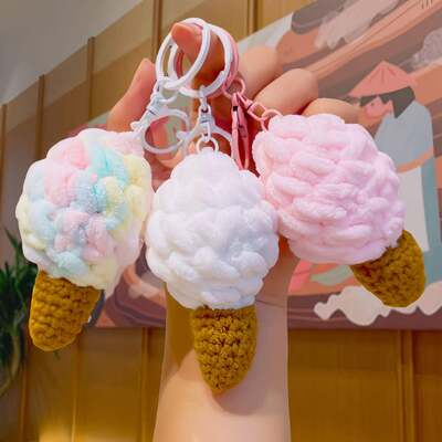 comprar Muñeco de peluche de algodón de hilado de hilado de hielo de gancho de mano Muñeco de peluche de animales súper suave Muñeco de llavero de regalo pequeño colgante exquisito Muñeco de máquina de clip Fabricación en línea