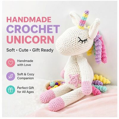 comprar Artículos orgánicos de ganchillo de venta caliente juguetes grandes suaves hechos a mano Certificación Ce Amigurumi Muñeco de unicornio de peluche relleno para bebés Fabricación en línea