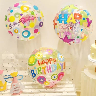 Un buen precio. Al por mayor el partido redondo de la historieta de 18 pulgadas del globo transparente del cumpleaños hincha el globo de la hoja de la decoración de DIY en línea