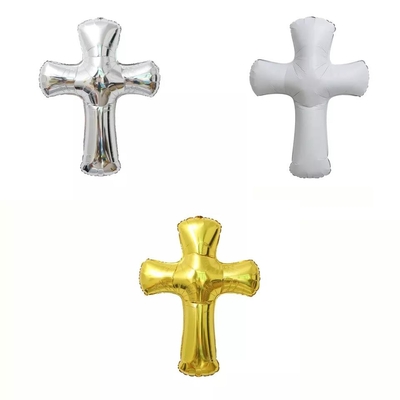 Un buen precio. Globo blanco de plata del papel de aluminio de la cruz de Pascua del nuevo oro del diseño de Wholesal para las fuentes de las decoraciones del partido en línea