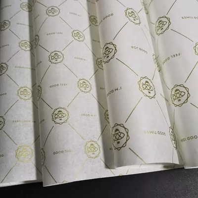 Un buen precio. Tarjeta de felicitación de papel de arte elegante sin ácido con logotipo dorado Papel de embalaje de tejido Kraft compensado en línea