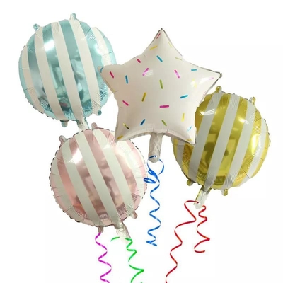 Un buen precio. Patrón de rayas redondas Globo de helio Mylar de 18 pulgadas para decoración de fiesta Tik Tok en línea
