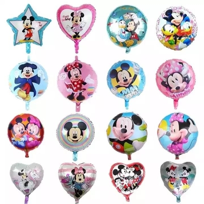 Un buen precio. Personaje de dibujos animados estrella redonda corazón Minnie Mickey niños globo inflable de papel de 18 pulgadas en línea
