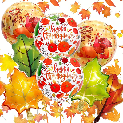 Un buen precio. Cosecha de otoño Hojas de arce de otoño Globos Decoraciones de globos de fiesta de Acción de Gracias de Turquía en línea