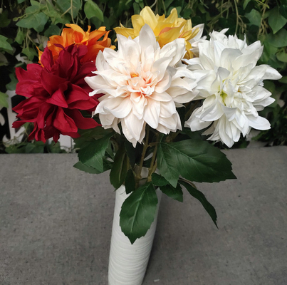 Un buen precio. Flor artificial de dalia de 3 cabezas de estilo europeo para la flor de seda de la boda de la fiesta en casa en línea