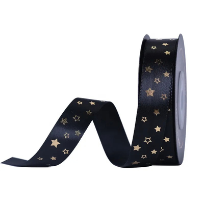 Un buen precio. FAMOUS Black Gilding Ribbon de seda personalizado Impreso para logotipos Regalos Cintas Webbing al por mayor en línea
