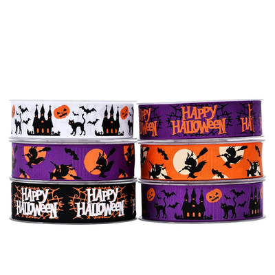 Un buen precio. Grosgrain Impreso de la cinta de Halloween con logotipo para el regalo de envoltura de la fiesta decorativa en línea