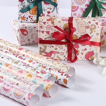Un buen precio. Tecnología de impresión de inyección de tinta Fecha de nacimiento Hojas de papel de envoltura de regalo Rollo de papel de envoltura en línea