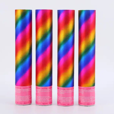 Un buen precio. Papel de aluminio redondo retardante de llamas confeti cañón de metal boom popper de fiesta manual en línea