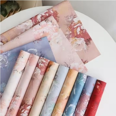 Un buen precio. Papel de envoltura de ramos de flores de estilo coreano Vintage de pintura con aceite de rosa Papel de tejido de patrón en línea