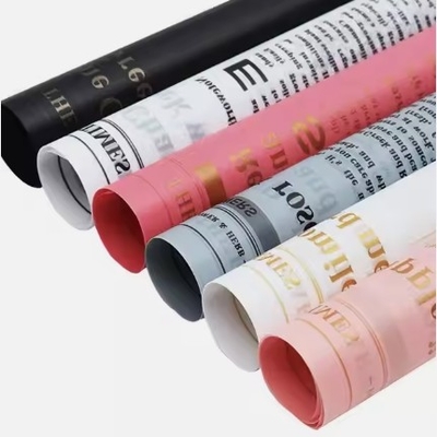 Un buen precio. Letras en inglés Impreso Logotipo de marca Papel de tejido personalizado Personalizar patrón texto Paquete de flores Papel de regalo Papel de envoltura en línea