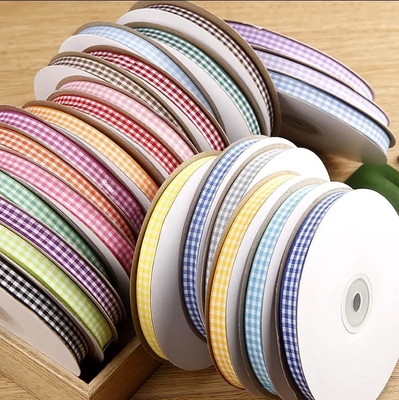 Un buen precio. Cuerdas de color de tartán personalizadas con rejilla Gingham Poliéster Tejido con placas para adornos de embalaje de regalos en línea