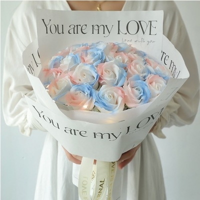 Buen precio Regalo de San Valentín hielo triturado jabón rosa azul ramo de flores para novia mejor amigo vida eterna flor de cumpleaños en línea
