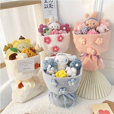 Buen precio 30x48cm Lana Exquisita Dibujo Animado Kuromi Muñeca Plush Bouquet Pequeño Estilo de Fragancia Qixi Día del Maestro Muñeca Pequeña Bolso de Regalo en línea