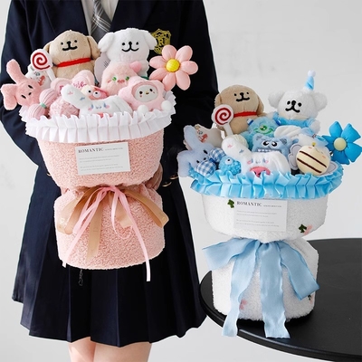 Buen precio Bonita línea de muñeco de cachorro ramo regalo de cumpleaños para las niñas para enviar a su mejor novia muñeca creativa Día de San Valentín en línea