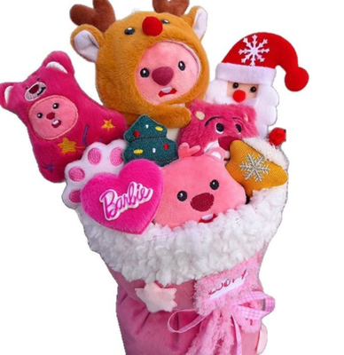 Un buen precio. Adorables muñecas de castor rosado Bouquet de flores de peluche para los requisitos del cliente en línea