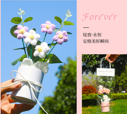 Un buen precio. Pile de punto Bouquet floral de punto a mano Plush Flower Gift Set 6x20cm Perfecto para el Día de la Madre el cumpleaños el Día de San Valentín en línea