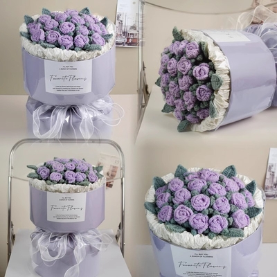Un buen precio. Bouquets de flores de lana de punto hechos a mano Bouquets de flores creativas para maestros y madres en el Día Internacional de la Mujer y el Día del Maestro en línea