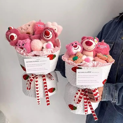 Un buen precio. dibujos animados Ramos de flores de muñecas de oso frambuesa Ramos de flores de oso frambuesa para novia como muñecas Ramos de flores en el festival Qixi Día de San Valentín para las confesiones de graduación en línea