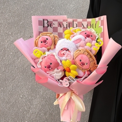 Un buen precio. Loopy Little Beaver muñeco de peluche ramo Loopy adorable dibujo animado de peluche juguete creativo cumpleaños y graduación temporada regalo para aquellos con un corazón femenino en línea