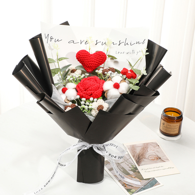 Buen precio Transfronterizos lana hecha a mano tejida de rosas inmortales simulación de flores ramo de flores producto terminado 38 diosas Día de la mujer Día de la madre en línea
