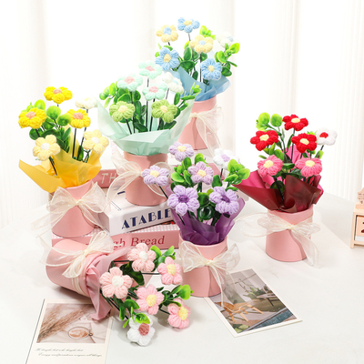 Buen precio Flores Variedad Tricotado Girasol Puff Abrazo Cubo Perfecto para el Día de la Mujer y la celebración del Día de la Madre en línea