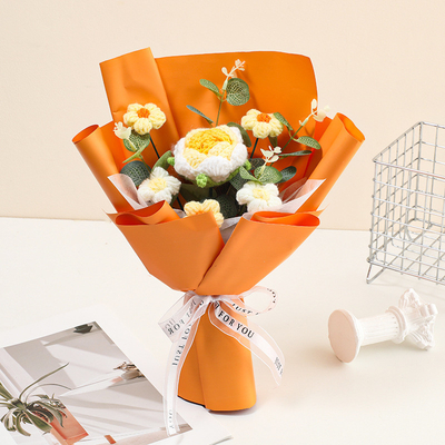 Buen precio Flores de hilo de 20x30 cm en colores múltiples Regalo floral tejido a mano para el Día de San Valentín o como ramo de mano de la novia en línea