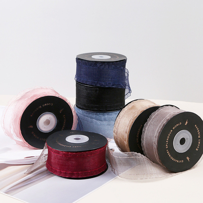 Un buen precio. Versión coreana cinta transparente, gasa de nieve, tejido de nieve, cinta de seda, cinta de colores, tira de tela, embalaje de ramos, material de regalo DIY en línea