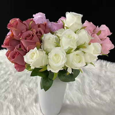 Un buen precio. 7 Cabezas Zixia Fada Simulación Flores Decorativas Boquetes de bodas Flores secas de interior Rosa de seda artificial en línea