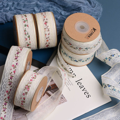 Un buen precio. La versión coreana es con bordes de dientes de chiffon + cinta floral de encaje hueco. Arco de bricolaje. Accesorio para el cabello hecho a mano. en línea