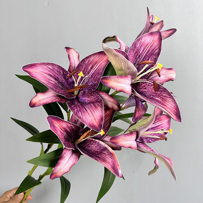 Un buen precio. Modelo europeo de simulación retro con gradiente de color con un ramo de lirios, decoración para el hogar con flores en línea