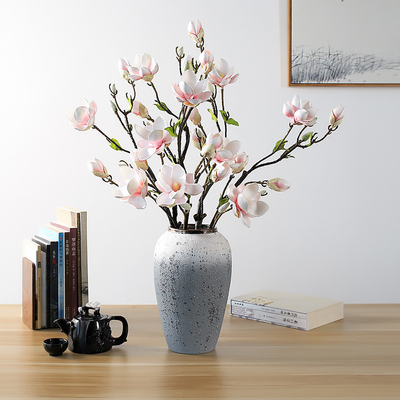 Flores artificiales de magnolia, flores falsas de magnolia, nuevos adornos de estilo chino para el salón de entrada, decoración de la mesa de comedor.