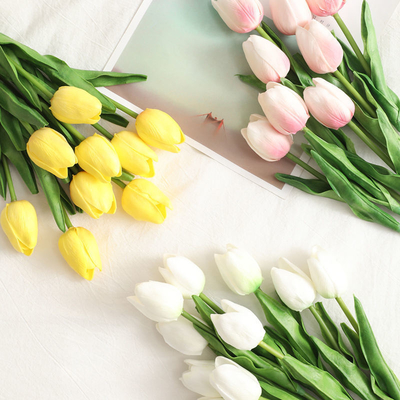 Simulación de flores de tulipanes, flores artificiales de estilo nórdico, mini ornamentos florales de seda, arte floral, arreglos florales frescos y simples, celebraciones de bodas en Instagram
