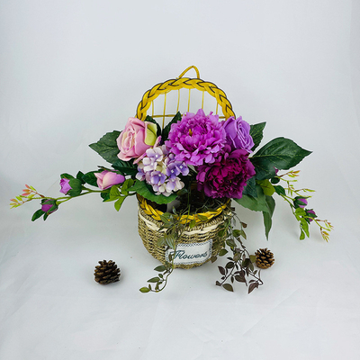 Un buen precio. Nueva imitación del fabricante estilo europeo combinación de peonía hortensias rollo de tela para la boda en casa, arreglo floral en forma de cuerno y colgar la pared en línea