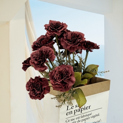 Un buen precio. Simulación de 13 claveles, gran ramo, muebles para el hogar, decoración de bodas de hotel, flores simuladas, flores de seda, flores artificiales, mayorista en línea