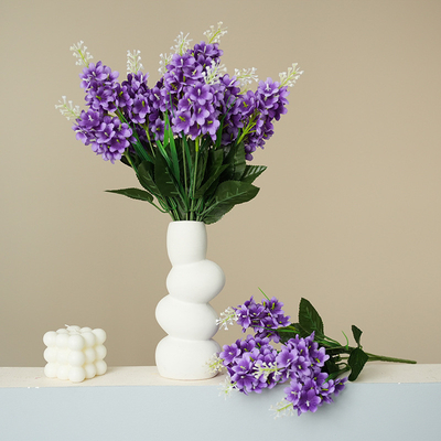Simulación de 5 cabezas de jacinto y ramo de lavanda de la flor de jardín exterior para las calles de la sala de bodas y la decoración del hogar floral