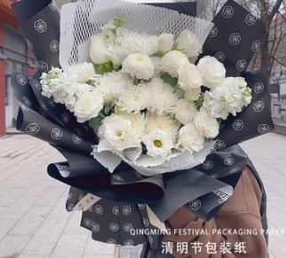 Papel de embalaje de flores impermeable de la flor de camelia Qingming Festival para siempre recuerda