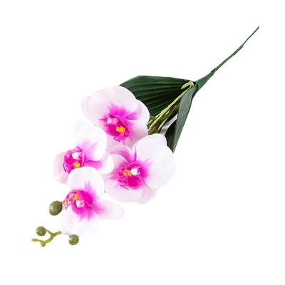 Un buen precio. La flor simulación de cuatro cabezas Phalaenopsis casa decoración suave pequeña rama Phalaenopsis decoración 3D pegamento toque flor artificial está vendiendo bien a través de las fronteras en línea