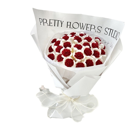 Un buen precio. Buquete de flores artificiales, buquete de rosas, paquete de material, flores conservadas, para su hija en el Festival Qixi, Día de San Valentín, regalo para un amigo en línea