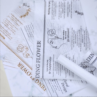 Un buen precio. Muchos colores Inglés Imprimido Papel de pera blanca Bouquet de flores Embalaje Papel de revestimiento interior para 30-45 días Tiempo de envío en línea