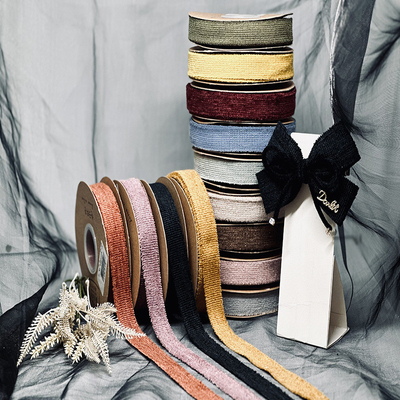 Accesorios de cinta tejida de color nuevo estilo coreano de color sólido caja de regalo de cinta de chenille embalaje flor regalo arco mayorista