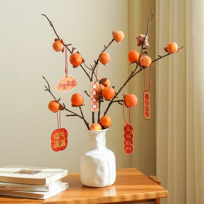Simulación de tamaño personalizado 8 Persimones pequeñas Imitación de Persimones reales y falsos Variedad de flores para la decoración del hogar Boda