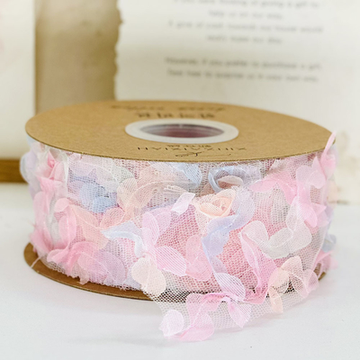 5cm/100m Poliéster estilo coreano pétalos florales con zapatos gorras de flores arcos de flores accesorios para el cabello bricolaje material de seda