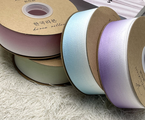 4cm Gradient Color Ribbed Tape Double-Sided Printed Ribbon Material ecológico para bricolaje Accesorios para el cabello de la cabeza
