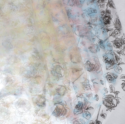 Un buen precio. Papel de envoltura de flores OPP de cristal rosa, celófano, buquete de arte floral impreso transparente, papel de envoltura de flores en línea