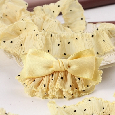 Un buen precio. Falda de polka arrugada con puntas de la falda de la cinta tejida accesorios para el cabello hechos a mano accesorios de encaje de arco de bricolaje ropa de bebé falda de Lolita en línea