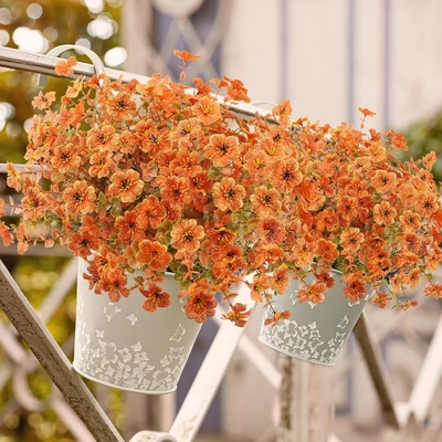 Un buen precio. Decoraciones al aire libre para festivales, plantas de otoño, hojas artificiales de eucalipto, violeta de eucalipto, margaritas, decoran el patio en línea