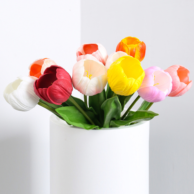 Un buen precio. Bouquet simulado con toque hidratante, tulipán de linterna, arreglo de flores de alta gama, decoración de pastel de la sala de estar, decoración de flores falsas, flores secas en línea