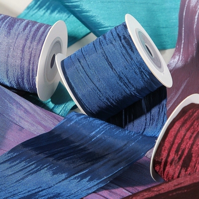 Cinturón de arrugas y coloridas DIY Accesorios para el cabello de arco de mano Embalaje de regalo de flores Eugen Cinturón de hilo Perla Cinturón de arrugas cambiante