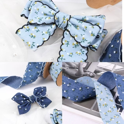 Frente de brote / borde recto imitación floral pequeña de un solo lado cinta de vaqueros caja de regalo de flores embalaje de la cabeza del arco DIY
